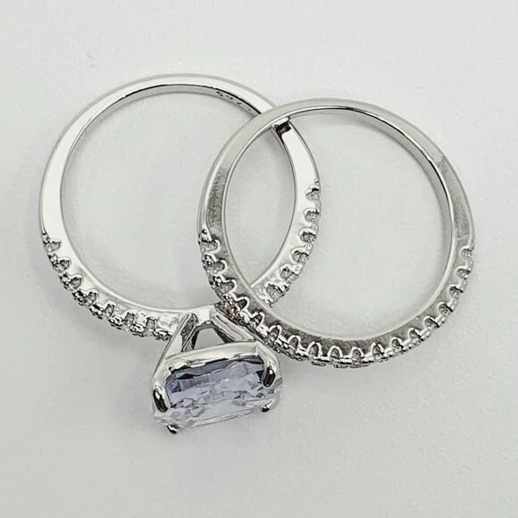 🔥Engagement Radiant Cut CZ Thin Romantic Wedding Ring Set for Women, K969